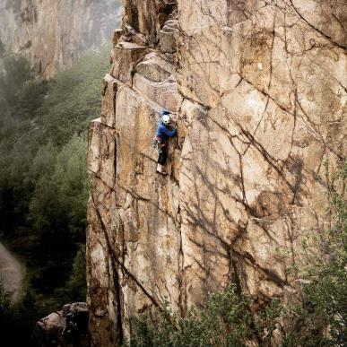 Rock climbing at Hammershus on Bornholm