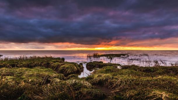 Wadden Sea island Mandø during sunset