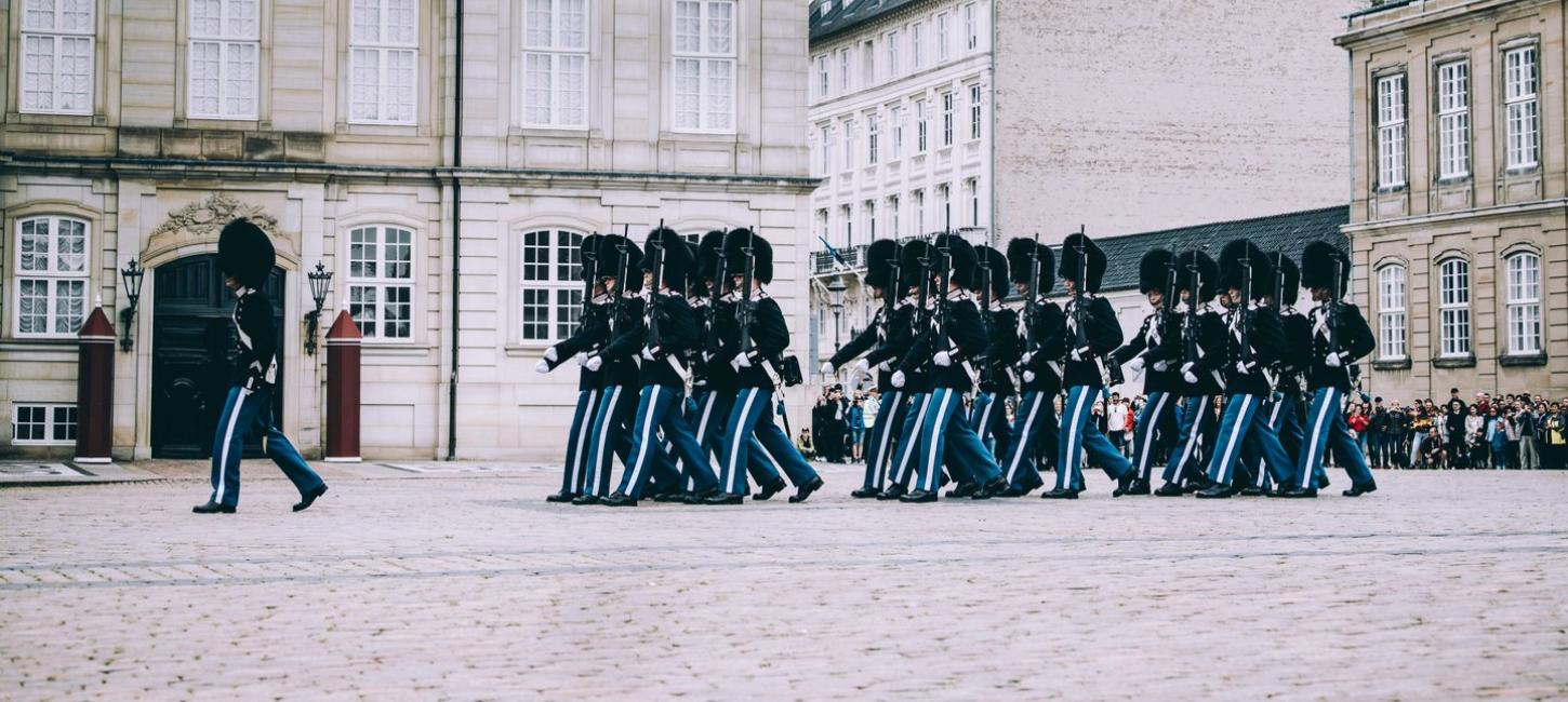 Changing of The Royal Guard at Amalienborg Palace in Copenhagen, 