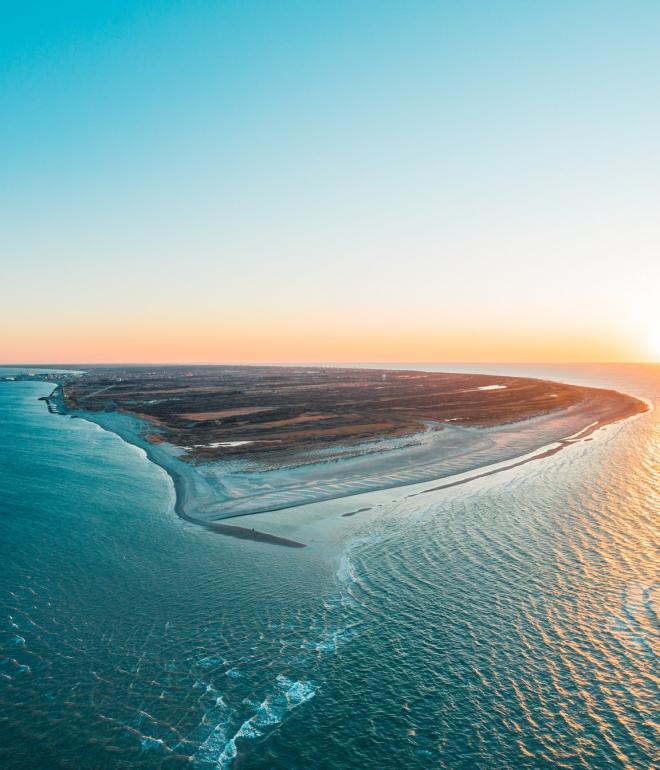 Drone photo of Grenen in Skagen, North Jutland